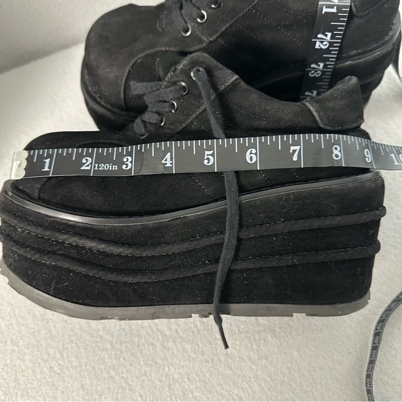 Demonia Platform Sneakers Tempo-08 Vegan Suede Goth Punk Rave Black 6-6.5 -READ - Picture 12 of 14